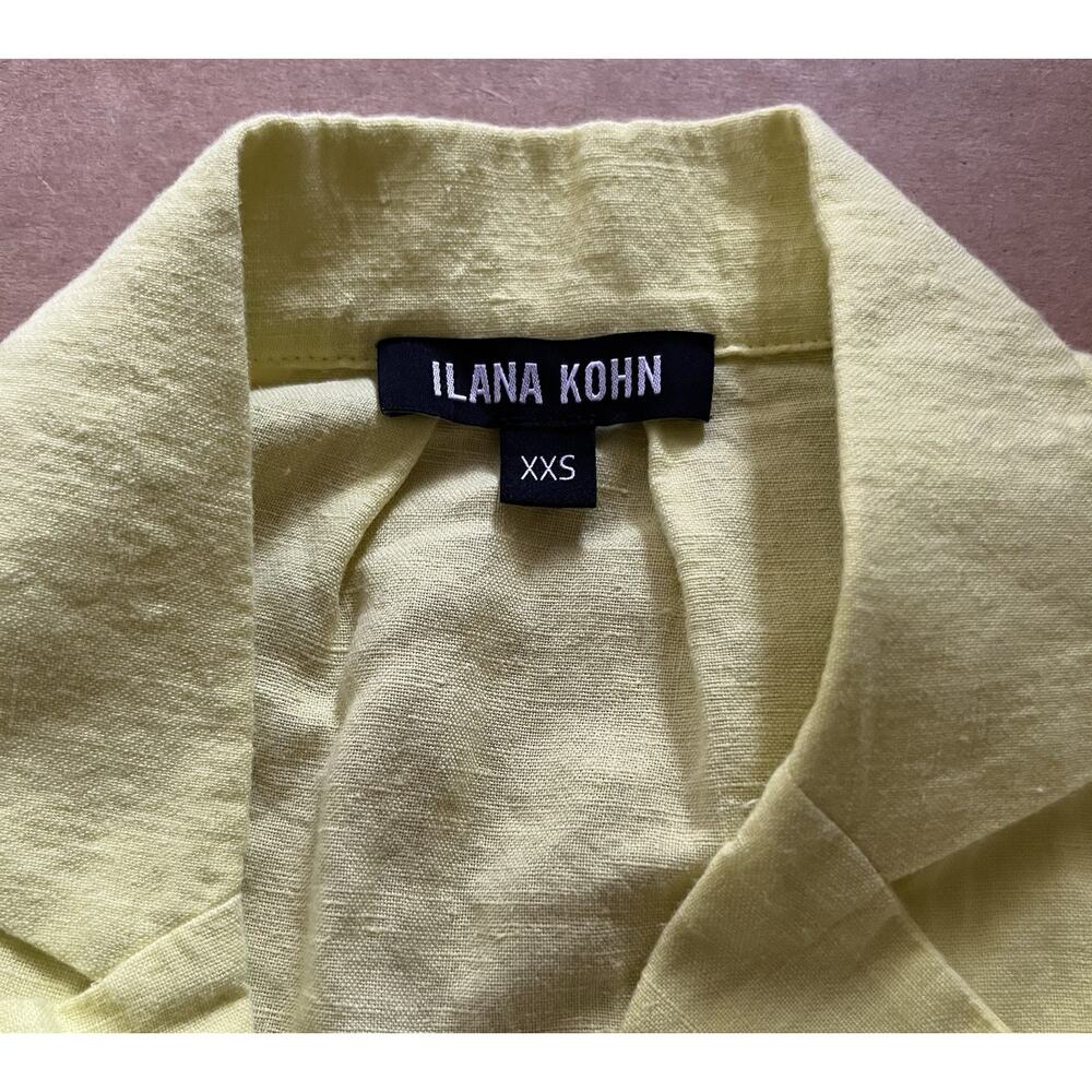 Ilana Kohn Jumpsuit XXS Tennis Ball Yellow Linen Cotton Wide Leg Made USA - Picture 2 of 11